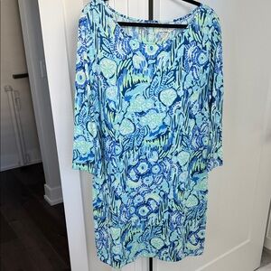 Lilly Pulitzer Blue and Green Patterned Dress